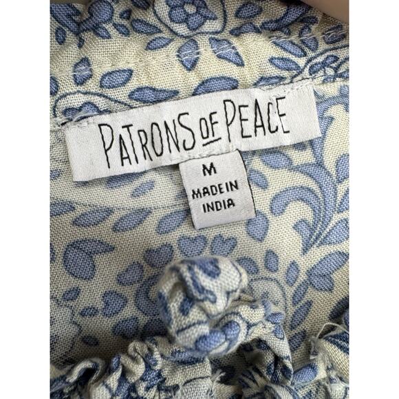 Patrons Of Peace Women Dress M Blue Paisley Tiered Midi Peasant Boho Cottagecore - Picture 6 of 16